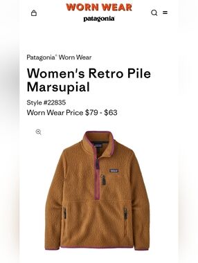 Patagonia Womens Retro Pile Marsupial Fleece Pullover Size Small